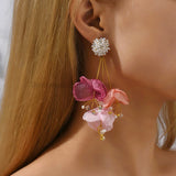 Fashion Yarn Flower Dangle Drop Earrings