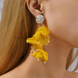 Fashion Yarn Flower Dangle Drop Earrings