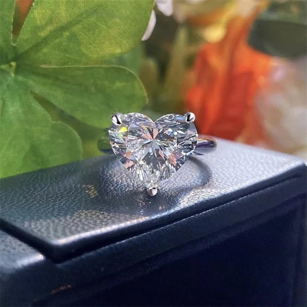 Heart Cut Moissanite Diamond Solitaire Engagement Rings