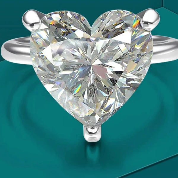 Heart Cut Moissanite Diamond Solitaire Engagement Rings