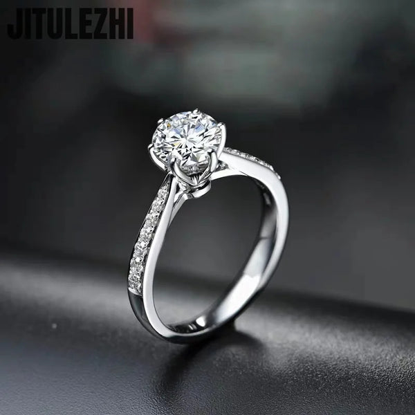 Luxury Crystal Sterling Silver Diamond Ring