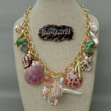 Multi Sea Shell Pearl Chain Necklace