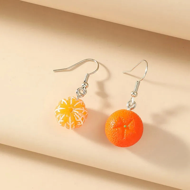 Orange Fruit Drop Hanging Earrings