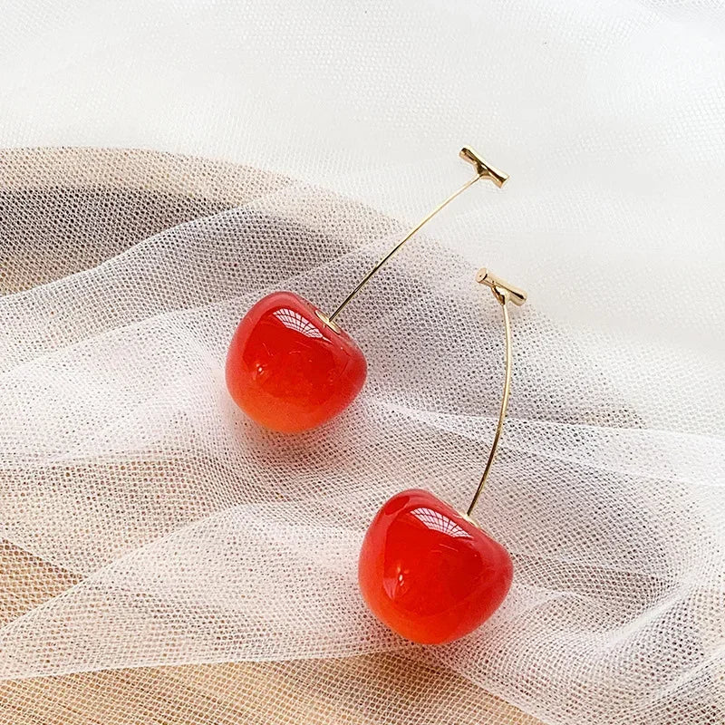 Small Sweet Red Cherry Earrings