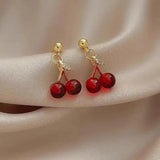 Small Sweet Red Cherry Earrings