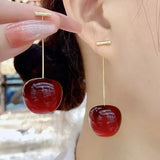 Small Sweet Red Cherry Earrings