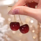 Small Sweet Red Cherry Earrings