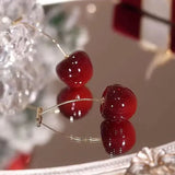 Small Sweet Red Cherry Earrings