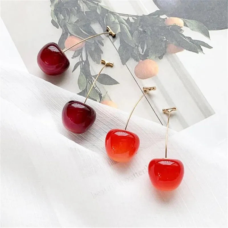 Small Sweet Red Cherry Earrings