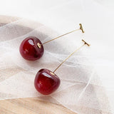 Small Sweet Red Cherry Earrings