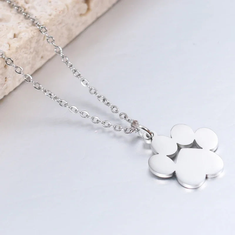 Stainless Steel Cat Paw Pendant Necklace