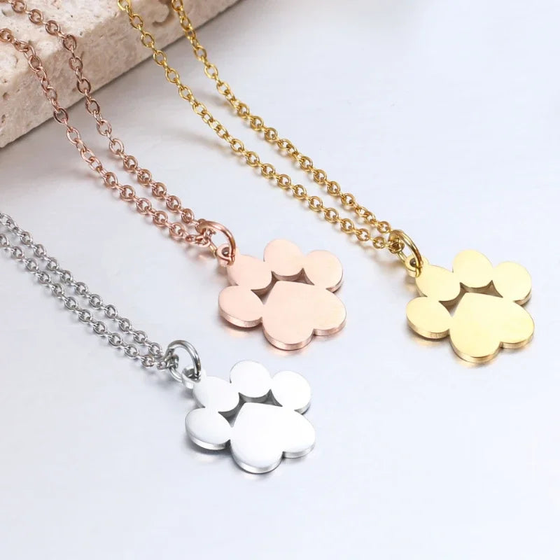 Stainless Steel Cat Paw Pendant Necklace